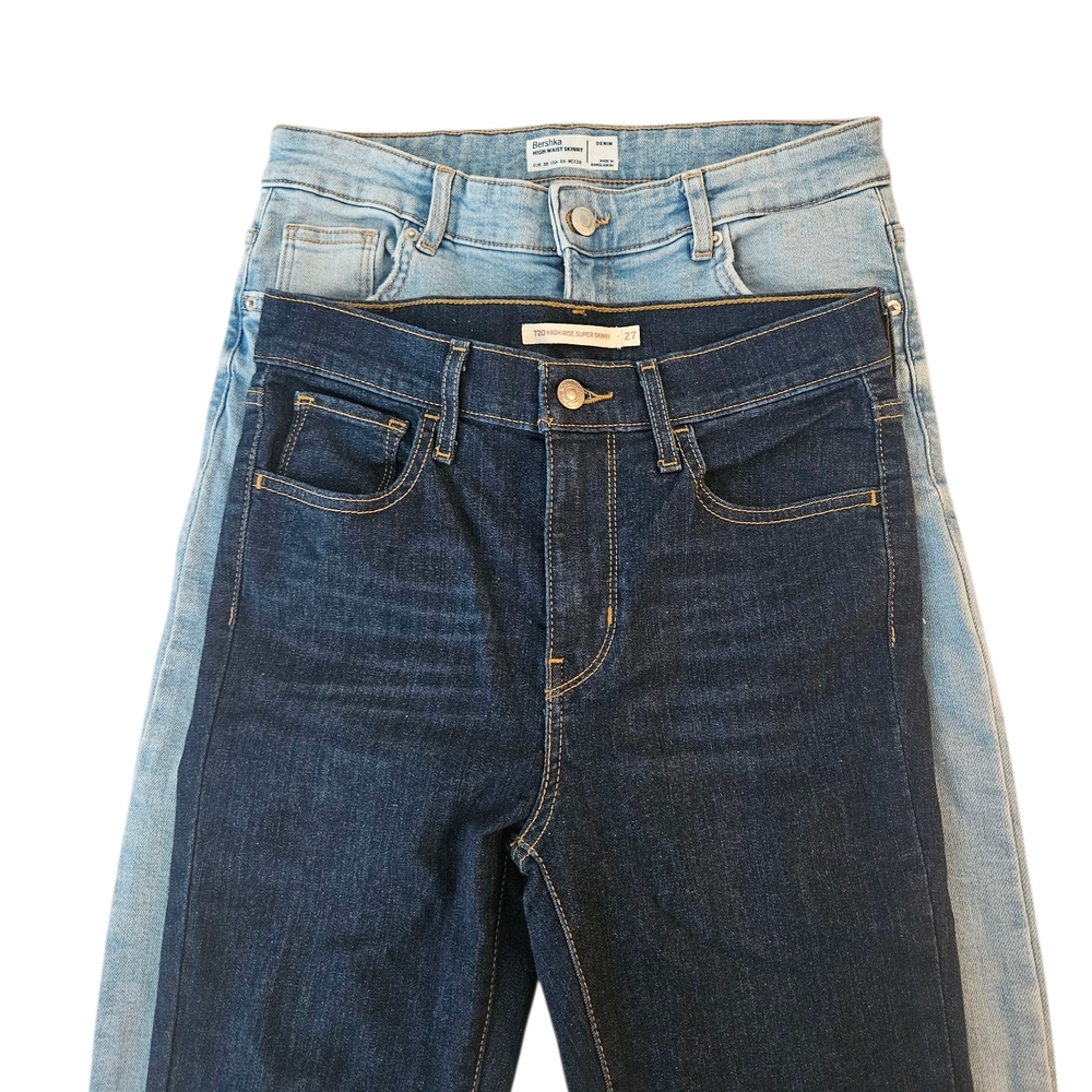 Women's Denim Jeans Set - Dark Blue and Light Blue